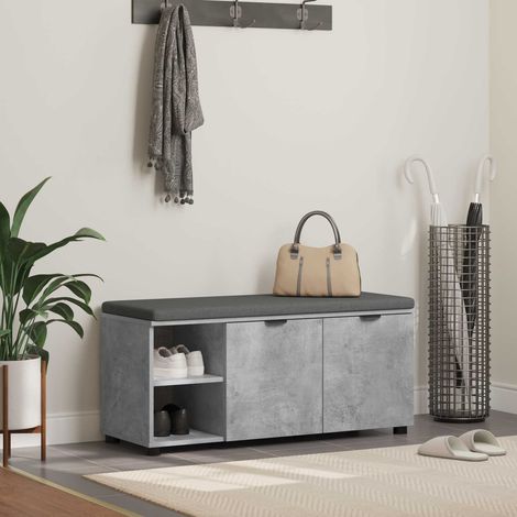 Flurbank mit Kissen mit Regal Betongrau 100 x 38 x 46 cm