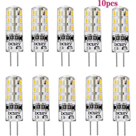 Filiyano-Lot de 10 ampoules LED G4, culot JC à deux broches, angle de diffusion de 360°, 1,5 W CC 12 V, équivalent halogène T3 10-20 W, pour éclairage (1/5)
