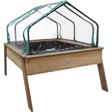 Axi Linda Table De Culture En Bois Avec Bac & Voile De Jardin  Potager Sur Pied / Jardinière Avec Serre En Marron