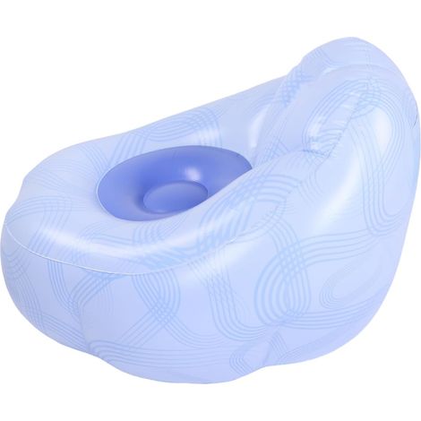 Ergonomic Inflatable PVC Lounge Chair, Portable Air Inflatable Sofa with Blue Line Pattern for Home, Camping and Beach (1/5)