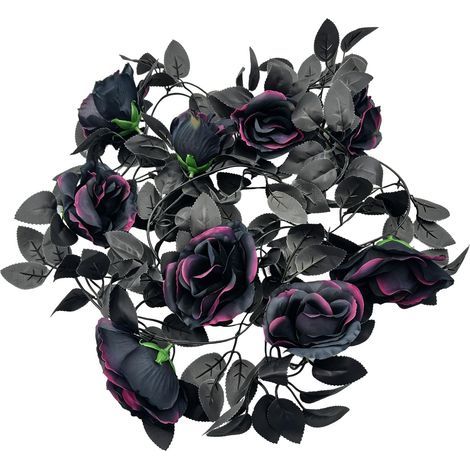 2m Guirlande de Roses Artificielles Noires d'halloween Décoration (1/5)