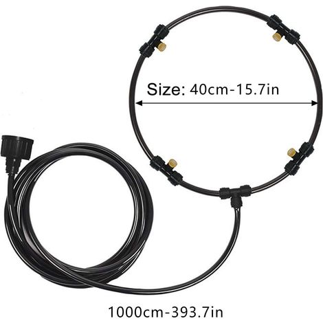 Kit de Brumisation pour Ventilateur Extérieur - 4 Pulvérisateurs en Laiton - Tube de 10 m - Diamètre du Cercle 40 cm - Raccord 3/4 Pouces (1/5)