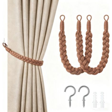 Confezione da 2 nastri per tende,corda per tende da 60 cm con fibbia,nastri per tende intrecciati a mano,nastri per tende ritorti (1/5)