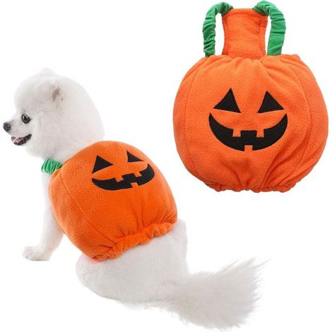 Déguisement de citrouille d'Halloween pour animaux de compagnie - Hauts amusants à bretelles pour chats et chiens - Taille L - Tour de poitrine 60-70 cm, convient aux animaux pesant entre 11 et 18 kg (1/5)