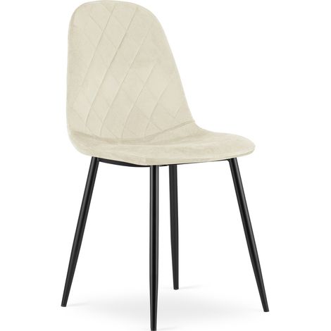 Sedia Asti in velluto beige con gambe nere (1/5)