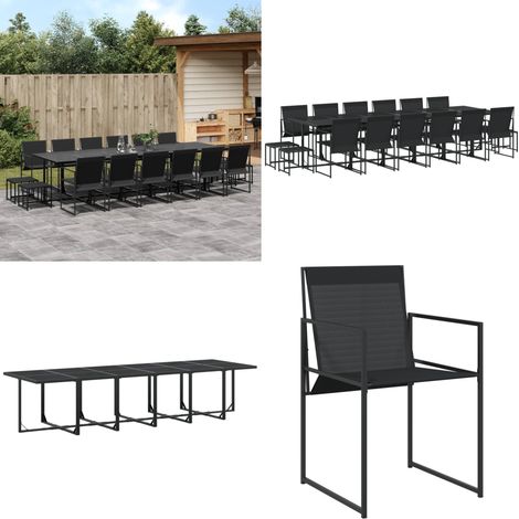 17-tlg. Garten-Essgruppe Schwarz Textilene - Gartentisch - Gartenstühle - Gartenset - Rattanmöbel - Outdoormöbel - Home & Living (1/5)
