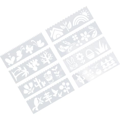 Gabarit de peinture en plastique creux, 8 pièces, sûr, facile à nettoyer, design intéressant, moule pour la création de rideaux et de décorations pour jardin secret. (1/5)