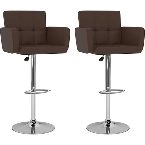 vidaXL Tabourets de bar lot de 2 marron similicuir (1/5)