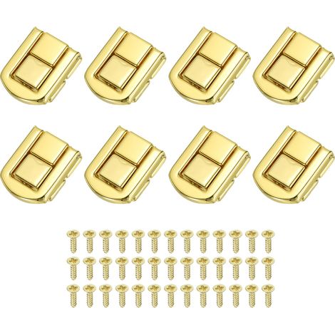 Fermoir à Bascule 26 x 21mm 8 Pcs Loquet Verrou en Métal Rectangulaire de Style Rétro pour Boîte à Bijoux, Décoration de Valise, Boîte à Outils, Doré (1/5)