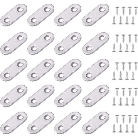 24 x Flat Straight Metal Brackets for Fixing Furniture 16 x 36 mm (1/5)