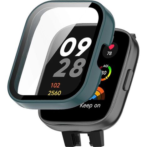 Étui de protection 3 pièces pour montre connectée Xiaomi Redmi Watch avec protection d'écran en verre trempé et protection anti-chute-Green (1/5)