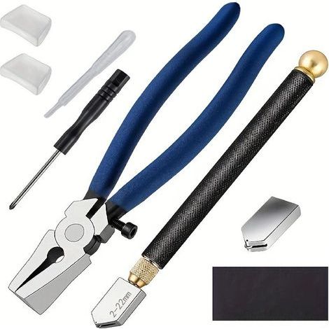 Kit de coupe-verre Fournitures pour vitraux avec pinces à verre robustes et outils de coupe-verre de style crayon Outil de coupe de vitrail professionnel avec tête remplaçable pour mosaïque/carrelag (1/5)
