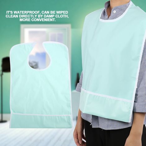 Tablier de protection imperméable pour repas adultes et seniors, vêtement anti-taches vert pour l'alimentation (1/5)