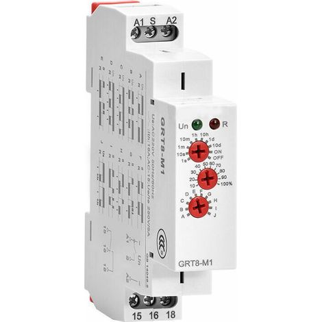 Time delay relay – Multifunctional time delay relay with 10 functions, DIN rail mounting for industrial plants (AC 220 V) GRT8-M1 A220 (1/5)