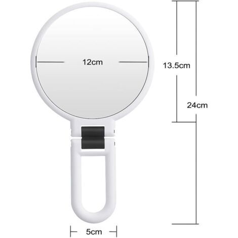 Loupe grossissante 15x, miroir pliant double face avec poignée, miroir de maquillage portatif, miroir pour palette de coiffeur, miroir pliant, adapté à divers détails de maquillage (argent). (1/3)