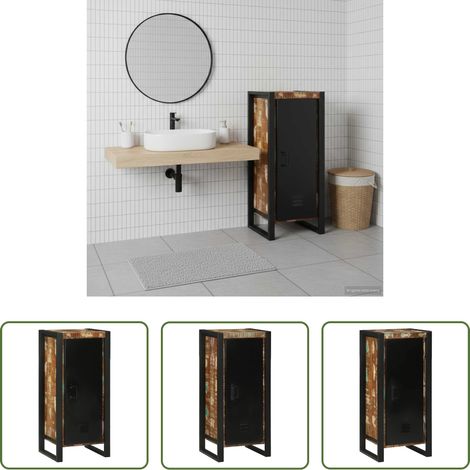 vidaXL Meuble salle de bains -  Armoire de salle de bain avec porte Marron Bois Recyclé Solide (1/5)