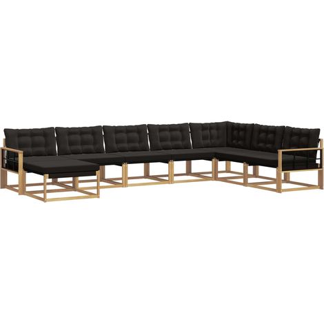Conjunto de sofás de exterior con cojín 8 pcs Blanco y Negro vidaXL (1/5)