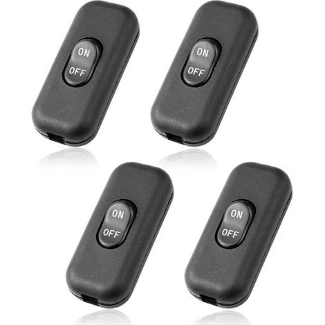4 Pièces Interrupteur 6A 250V Interrupteur Lampe Mini Interrupteur Noir pour Lampe Inline 2-3 Ligne pour Petit Appareil Lampe de Bureau Lampe de Chevet (1/5)