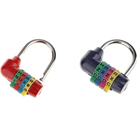 Lot de 2 cadenas à combinaison, 4 lettres réinitialisables, pour casier d'école, casier de sport (1/4)