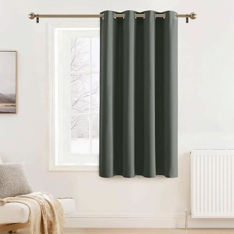 tende oscuranti termiche, isolamento termico (caldo/freddo), occhielli in metallo, tessuto opaco verde/grigio, 132 x 158 cm, per porta o finestra (1/5)