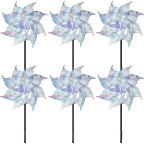 Molino de viento reflectante para jardín, 6 unidades, protección contra pájaros, decoración exterior (1/5)