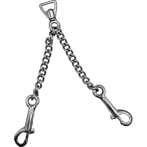 Catena doppia da box e scuderia con girella da 23 cm in ottone nichelato con moschettoni