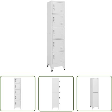 The Living Store Armoire à casiers Blanc 38x40x180 cm Acier - Armoire À Casiers - Meuble De Rangement - Armoire Métallique - Armoire Scolaire - Armoire De Bureau (1/5)