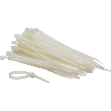Perel Bridas de nailon blancas, 100 unidades, 120 x 4,6 mm, resistentes a los rayos UV, autoblocantes, fuerza de tracción de 23 kg, uso intensivo interior y exterior