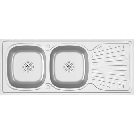 Maison Exclusive - Lavello Cucina Doppia Vasca 1200x500x155mm Argento Acciaio Inox