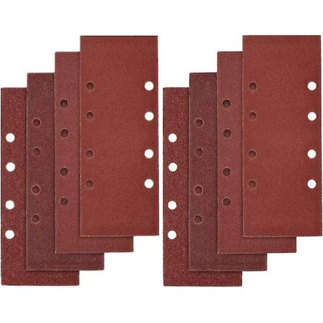 Set mit 40 Schleifblättern 93 x 185 mm für 8-Loch-Exzenterschleifer - Verschiedene Körnungen P40, P60, P80, P100 (1/5)