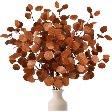 Lot de 6 Tiges Florales Automnales Artificielles 90 cm, Eucalyptus pour Décoration de Thanksgiving, Maison et Manteau de Cheminée (1/5)