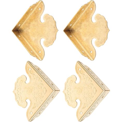 4 protège-coins décoratifs - laiton/bois - style vintage (1/5)