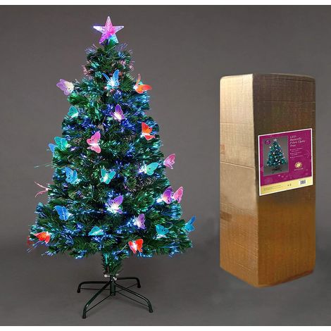 3ft -90cm Christmas tree Fiber Optic Pre-Lit xmas tree with Butterfly LED Lights (1/5)
