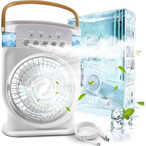 Climatiseur portable silencieux 4-en-1 - ventilateur et humidificateur, climatisation mobile sans évacuation, avec minuterie, trois vitesses et ventilateur froid (blanc) (1/5)