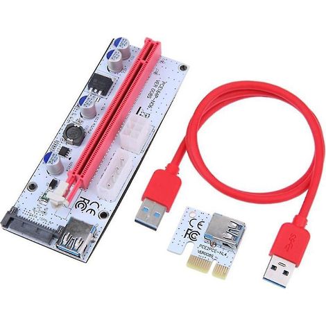 Kit de carte d'extension PCI-E, adaptateur PCIe 1x vers 16x, câble d'alimentation SATA 4 broches et 6 broches, USB 3.0