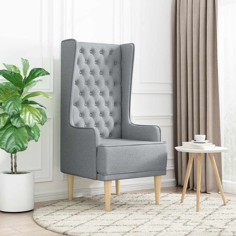 vidaXL Chaise à dossier haut avec boutons capitonnés Gris clair Tissu (1/4)