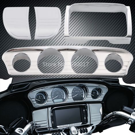 Accessoires pour motos, décorations de tableau de bord, décorations de placage électrolytique pour couvercle de tableau de bord adaptées aux Harley à phare unique.