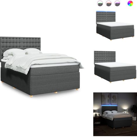 Sommier à lattes de lit avec matelas Gris foncé 160x200cm Tissu - Sommier À Lattes De Lit - Sommiers À Lattes De Lit - Lit - Meuble De Chambre À Coucher (1/5)