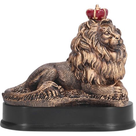 Statue lion résine finition laiton design réaliste décoration intérieure pour salon et bureau objet décoratif réaliste (1/5)
