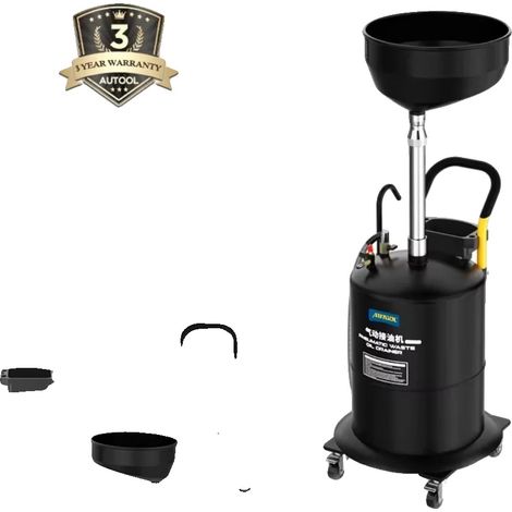 Máquina neumática de recolección de aceite, capacidad del tanque 70 L, tanque de recuperación de aceite 20 L, temperatura de funcionamiento de 40 °C a 60 °C, peso 27 kg, presión de descarga de aceite (1/5)