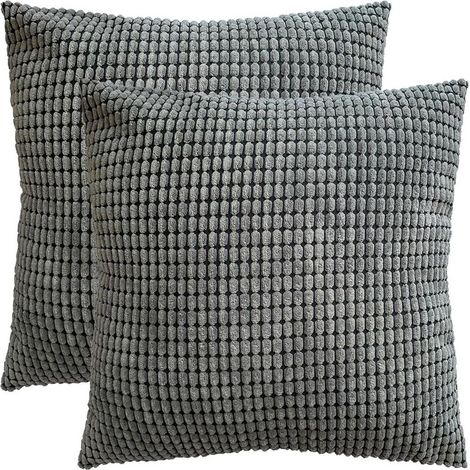 Housse de coussin en velours côtelé 2 pièces (gris, 5050 cm)-Fei Yu