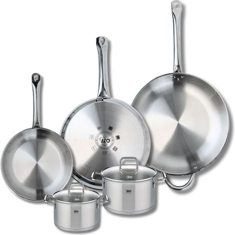 Ensemble de 3 Poêles de cuisson 24, 28 et 32 cm et 2 faitouts 14 et 16 cm Elo Profi Citrin (1/5)