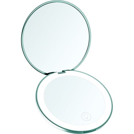 Miroir De Maquillage LED - Portable Pliable - Diamètre 9 Cm Épaisseur 1,8 Cm - Lumière Naturelle - Pour Voyage Et Utilisation Quotidienne - 1 Pièce (1/5)