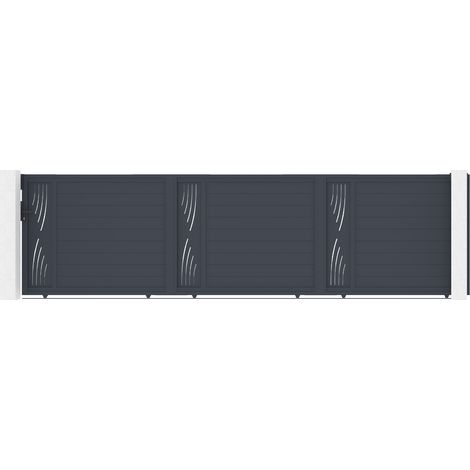 Portail coulissant 6m VELETA H.160 aluminium gris (1/5)