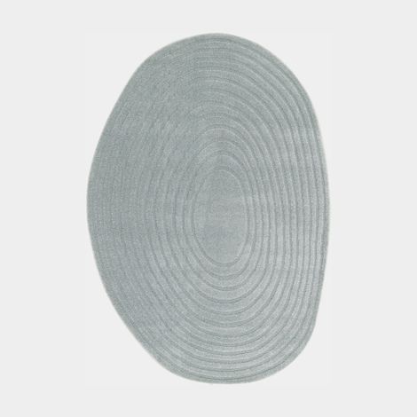 Tapis de forme ovale organique en relief - Circle - Cercle gris bleuté - 160 x 229 cm (1/5)