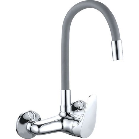 Miscelatore lavello JAVA a parete flessibile grigio gomma