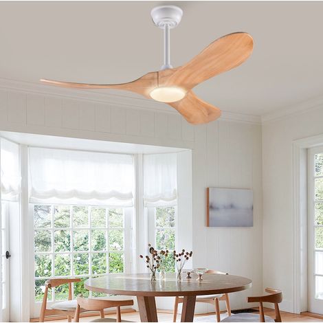 Ventilateur de plafond 42" en bois naturel, réversible, 6 vitesses, salon FloraGrace (1/5)