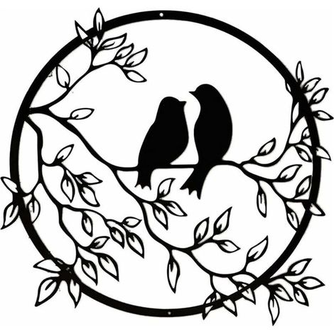 Enowelir Décoration Murale Métal Oiseau sur Branche Tableau Déco Intérieur 30 cm Accessoire Tenture (1/4)