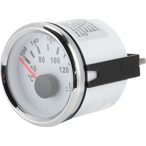 Manomètre de température d'eau pour moteur marin de 52 mm/2 pouces, plage de mesure 40-120 ℃, convient aux navires et aux camping-cars, cadran blanc, couvercle argenté. (1/4)