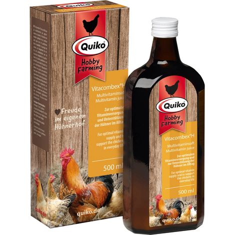 Quiko Hobby Farming Vitacombex H 500ml - Succo multivitaminico per polli, quaglie e pollame - Apporto vitaminico ottimale per i polli.
